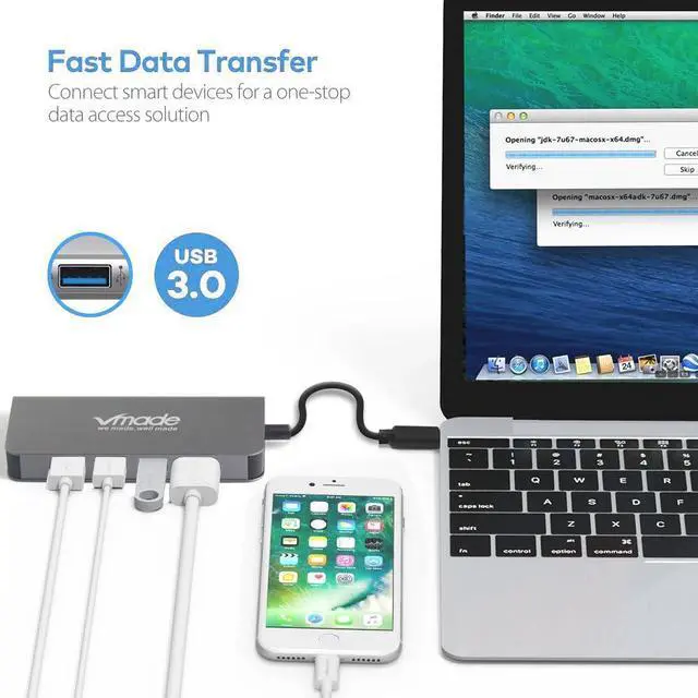 Alt view image 3 of 5 - Mini Adapter Type-C USB-C 3.0 to HDMI 1080p Thunderbolt 3 Dock USB C HUB 8-in-1 for MacBook  Mate 30 Pro Type-C Converter