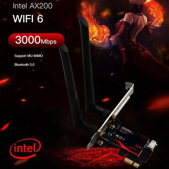 Alt view image 2 of 5 - Band 2.4G/5G 3000Mbps Wireless Network Card PCIE Wifi Adapter For Desktop PC With  WiFi 6 AX200 Bluetooth 5.0 802.11ax