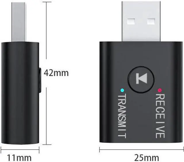 Alt view image 3 of 5 - Bluetooth 5.0 Transmitter Receiver 3.5mm AUX USB Mini 2 in 1 Wireless Stereo Audio Adapter for Home TV PC Car Mp3/4