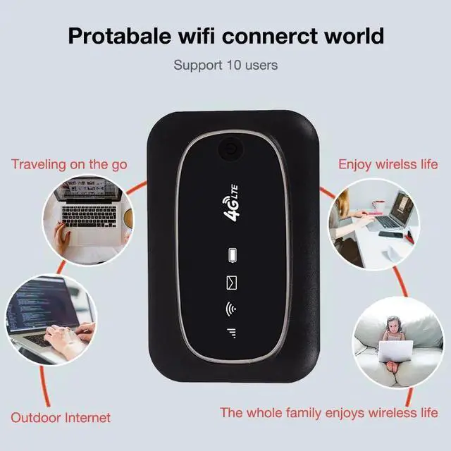 Alt view image 3 of 5 - Portable Router Hotspot WiFi Router Modem Broadband 4G Unlock MiFi LTE CAT4 150M Router For Travel Home Office