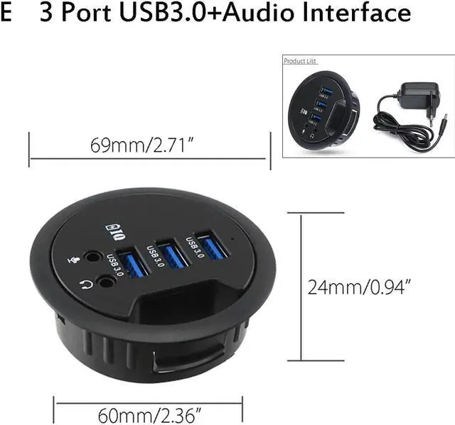Alt view image 2 of 5 - 5 Types Device Charging Mount In Desk Hubs USB 3.0/2.0 HUB Adapter for Macbook External Stereo Sound Combo Charging Reader Card