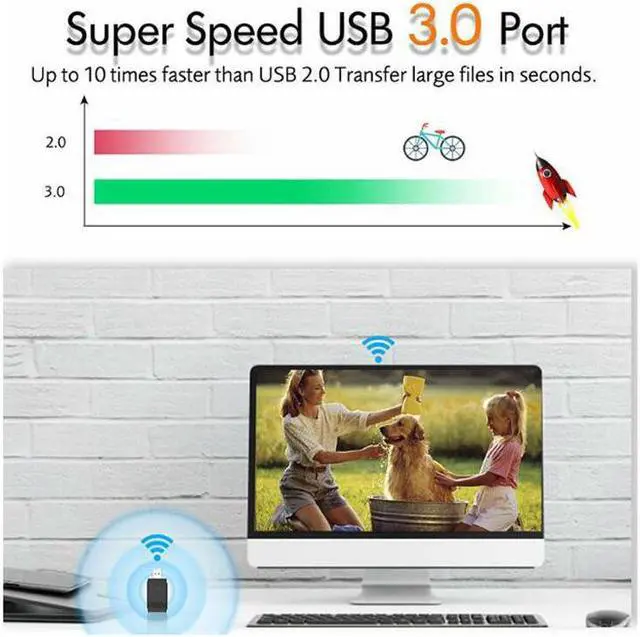 Alt view image 5 of 5 - USB WiFi Adapter 1200Mbps USB 3.0 Band Dual Bluetooth 5.0 Built-in Antenna Wifi Dongle  Bluetooth Transmitter