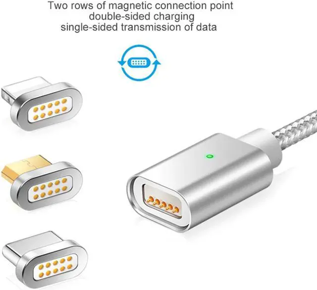 Alt view image 2 of 5 - 5A Magnetic Charger USB  Charging Cable for IPhone Micro USB Type C Mole Phone Fast Charge Magnet Charger USB Cable 3 Plug