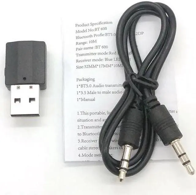 Alt view image 4 of 5 - USB Bluetooth 5.0 Transmitter Receiver 2 In 1 Portable 3.5mm AUX  Adapter For Car TV PC Bluetooth Receiver