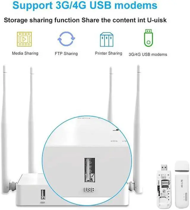 Alt view image 2 of 5 - Wireless Router 2.4G 300Mbps WiFi Router 5 Ports Router with 4 External Antennas