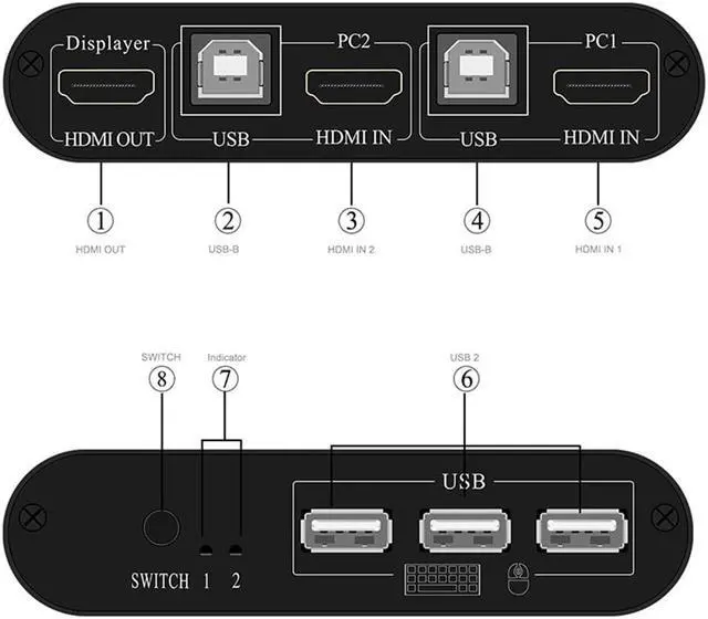 Alt view image 3 of 5 - KVM Switch For Printer Aluminum Alloy Fast Speed Home Office Plug And Play 2 In 1 Out Dual USB Professional Sharing