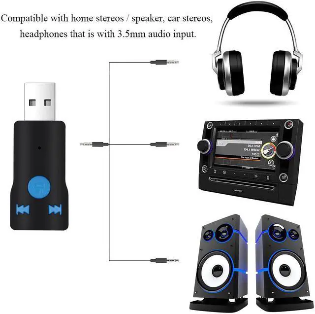 Alt view image 5 of 5 - Wireless Car Bluetooth Receiver USB Adapter AUX 3.5mm Jack Dongle Handsfree For Car Call Bluetooth Auto Music Receiver