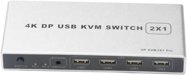 Alt view image 2 of 5 - 4K 60Hz Plug And Play Displayport Mouse Support Computer Controller Monitor VGA Stable KVM Switch 1 Out Dual Port USB Connection
