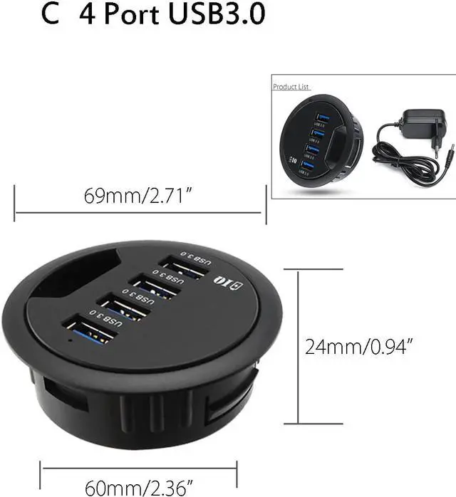 Alt view image 5 of 5 - 5 Types Device Charging Mount In Desk Hubs USB 3.0/2.0 HUB Adapter for Macbook External Stereo Sound Combo Charging Reader Card