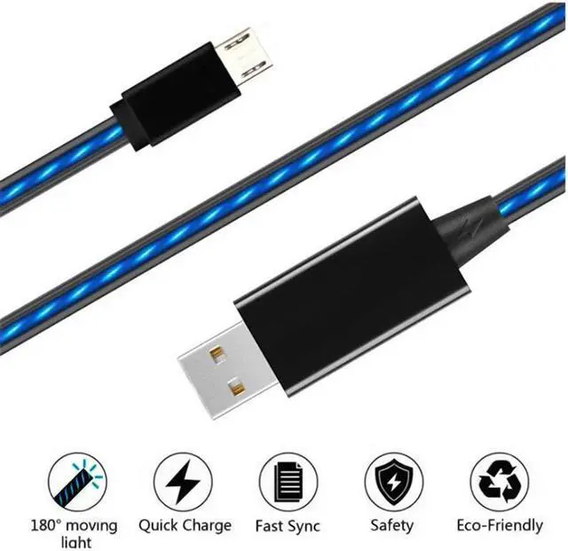 Alt view image 2 of 5 - USB Type C Cable LED Glow Flowing  Charging Cable Mole Phone Charger For  P30  Lighting Luminous Wire