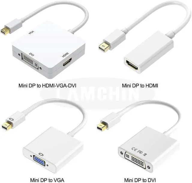 Alt view image 3 of 5 - 3 in 1 Mini DP to  DVI VGA Triple Adapter Cable for Apple iMac MacBook Pro Air DP Display Port Converter Thunderbolt