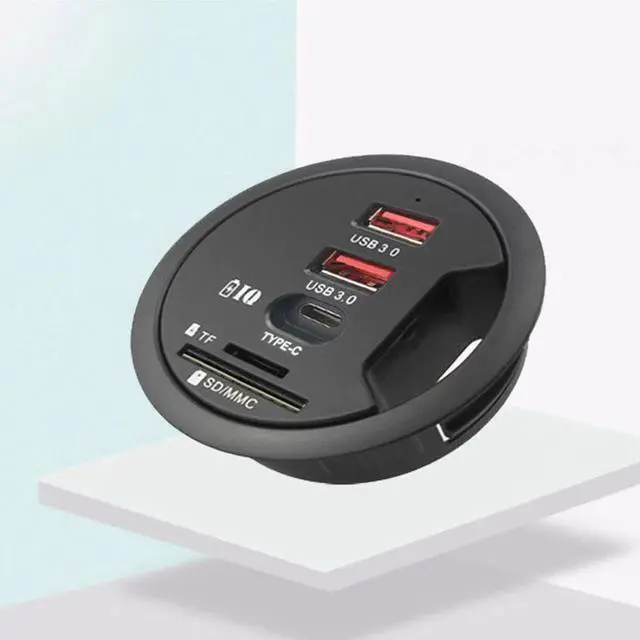 Main image of US Desktop Grommet Hole In-Desk Mounting 3 Ports USB 3.0 Type C Hub Adapter TF/SD Card Reader For Laptop PC Computer