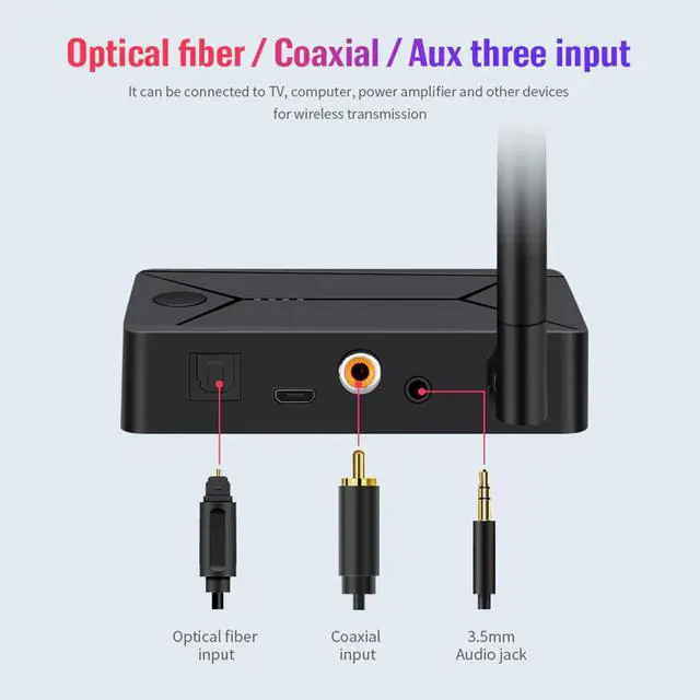 Alt view image 2 of 5 - 5.0 Audio Transmitter 3.5mm AUX Jack RCA USB Stereo Coaxial Optical SPDIF Wireless Adapter Dongle For TV PC Headphone
