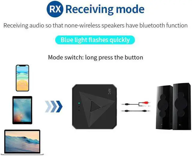 Alt view image 2 of 5 - 5.0 Receiver Transmitter 3.5mm AUX Jack Music Wireless Audio Adapter Handsfree Call & Mic NFC Car Kit For TV Auto ON