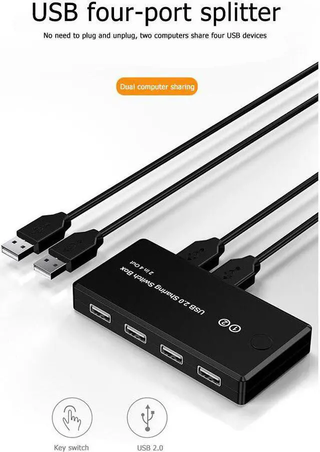 Alt view image 3 of 5 - KVM Switch 2 in 4 out 2.0 Peripheral Sharing Switch VGA Switcher Splitter Box 2 PCs Sharing 4 Devices Switch