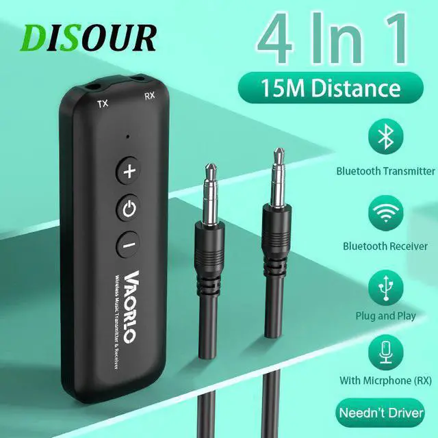 Main image of 4-IN-1 Bluetooth 5.0 Audio Receiver Transmitter AUX RCA 3.5MM  USB Jack Stereo Wireless Adapters Dongle With Mic For Car TV PC