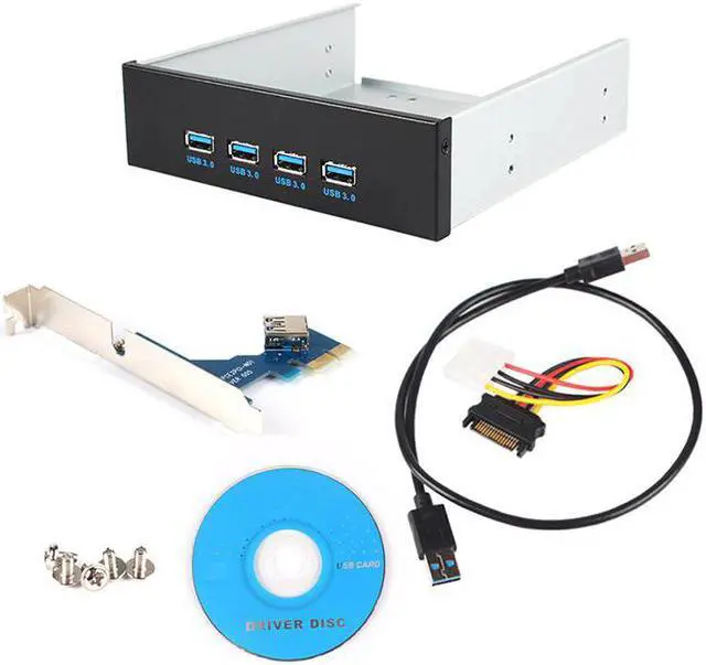 Alt view image 5 of 5 - 4 Ports USB 3.0 Front Panel Splitters HUB USB 3.0 PCI Express PCI-E Card Adapter 5.25" Front Panel Expansion Bay for PC Computer