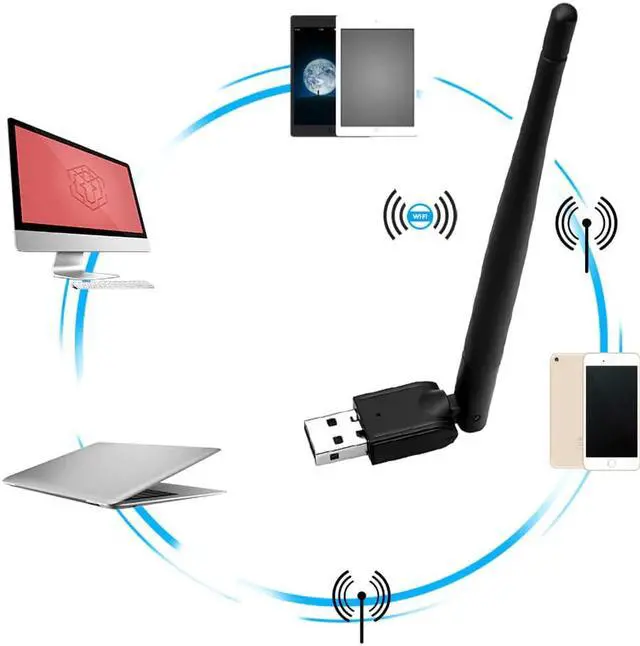 Alt view image 4 of 5 - 150Mbps Wireless Network Card Mini USB 2.0 WiFi Adapter Antenna PC LAN Wi-Fi Receiver Dongle 802.11 B/g/n Free Driver