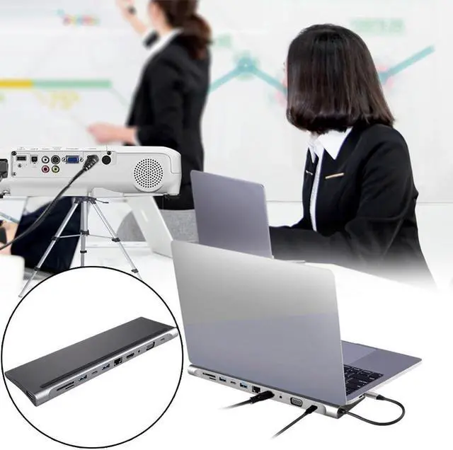 Alt view image 4 of 5 - 11 in1 USB HUB C HUB to Multi USB 3.0 Adapter Dock USB-C Type C 3.1 Splitter 3 Port USB C HUB for MacBook Pro Accessories