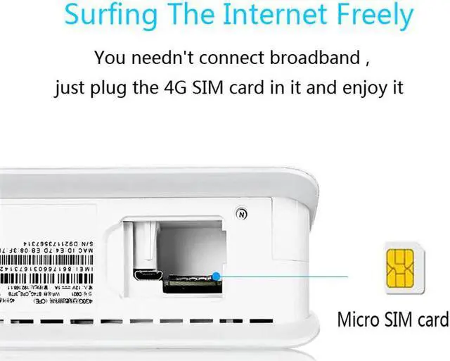 Alt view image 4 of 5 - 4G LTE CPE Wifi Router FDD TDD Broadband 300Mbps Mobile Router Hotspot Wireless Modem with SIM card Slot RJ45 LAN Port