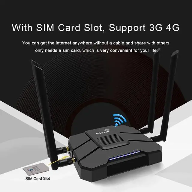 Alt view image 3 of 5 - 4g wifi router with sim card slot lte modem usb 802.11AC 1200mbps dual band 5G gigabit 3g router for office long range
