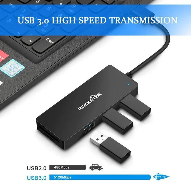 Alt view image 5 of 5 - Aluminum alloy USB HUB with Card Reader 3 Port USB 3.0 type c Splitter Micro USB Power Port for iMac Laptop computer