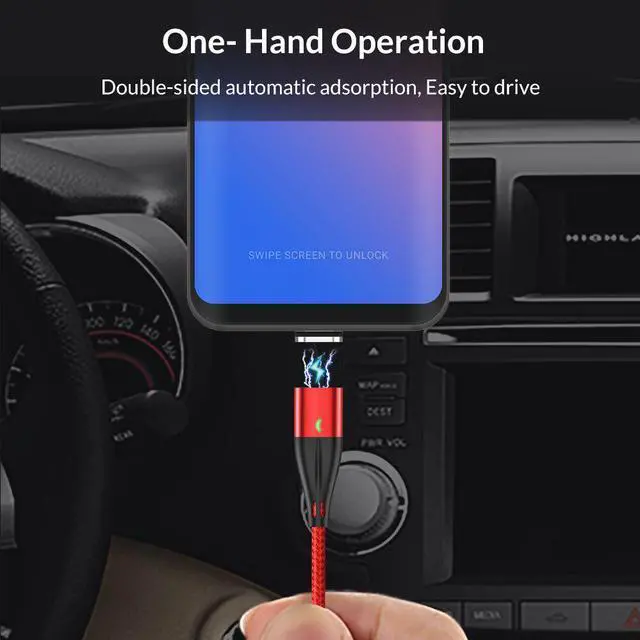 Alt view image 5 of 5 - AM61 3AMagnetic USB Charging Cable Nylon Weave Micro USB Cable QC3.0 USB Type C Cable for iPhone