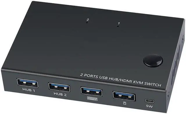 Alt view image 3 of 7 - 4 Ports Splitter Box USB 2.0 Accessories Hub Sharing For Computer Metal KVM Switch Plug And Play Stable Displayport VGA