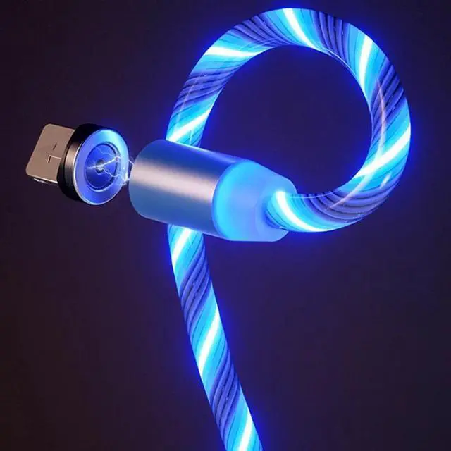 Main image of 1m Magnetic charging Mole Phone Cable USB Type C Flow Luminous Lighting  Wire for   LED Micro Kable