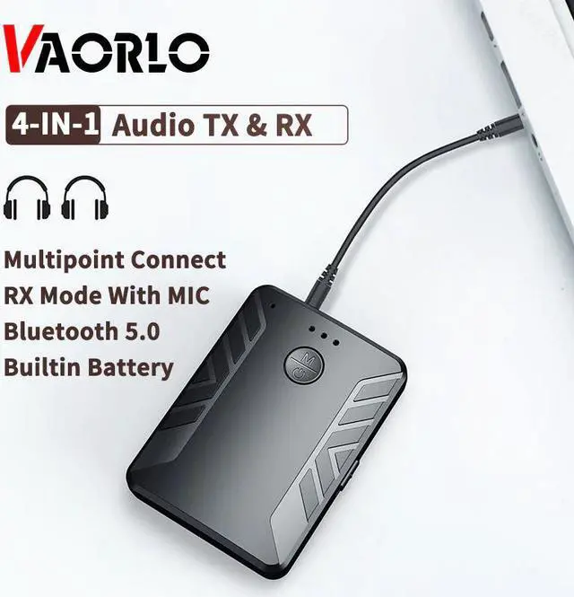 Main image of 4-IN-1 Bluetooth 5.0 Audio Transmitter Receiver Multipoint Connect 3.5mm AUX RCA Jack Wireless Adapter With MIC For TV PC