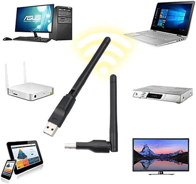 Alt view image 5 of 5 - 7601 USB 2.0 WiFi Wireless Network Card 150M 802.11 b/g/n LAN Adapter with rotatable Antenna for Laptop PC Mini Wi-fi Dongle