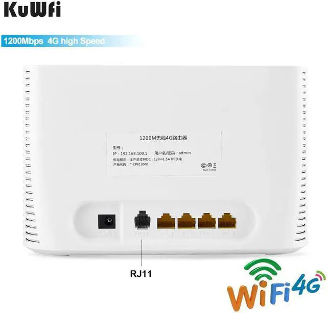 Alt view image 3 of 5 - 4G Router SIM 1200Mbps 2.4G&5G Wireless Home WIFI Router Unlocked FDD/TDD With RJ45/RJ11 Port Up to 64 Wifi Users