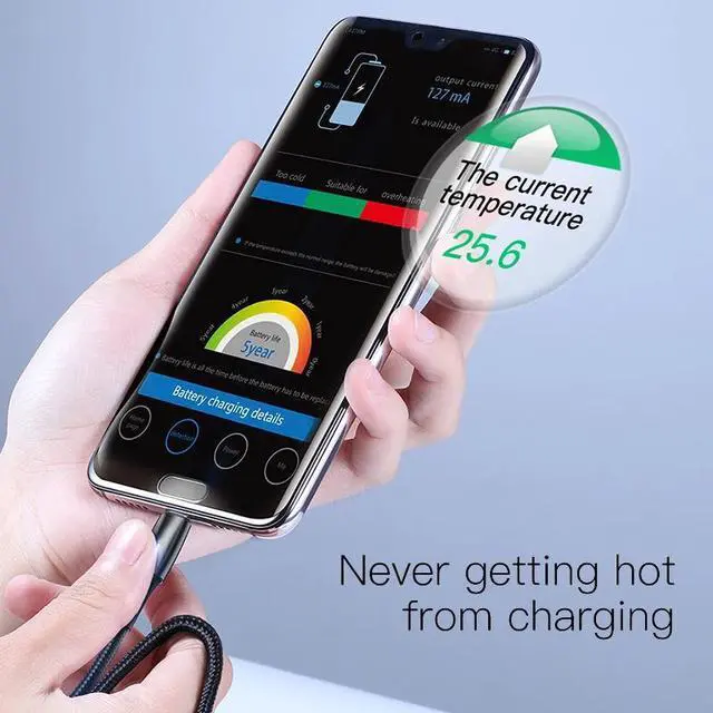 Alt view image 4 of 5 - 5A USB Type C Cable for  Mate 30 Pro P30 Supercharge USB C Quick Charge 3.0 Fast Charging Cable LED Type USB-C Wire
