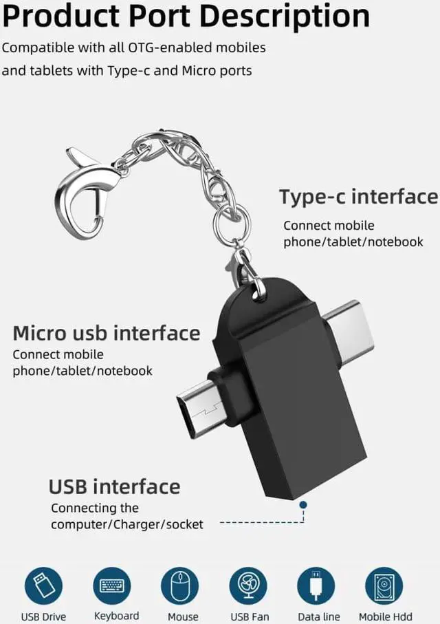 Alt view image 3 of 5 - 2020 NEW Suitable Android Type-C 2-in-1 OTG Adapter Otg Type C Cable For  Iphone  Usb Type C Adapter