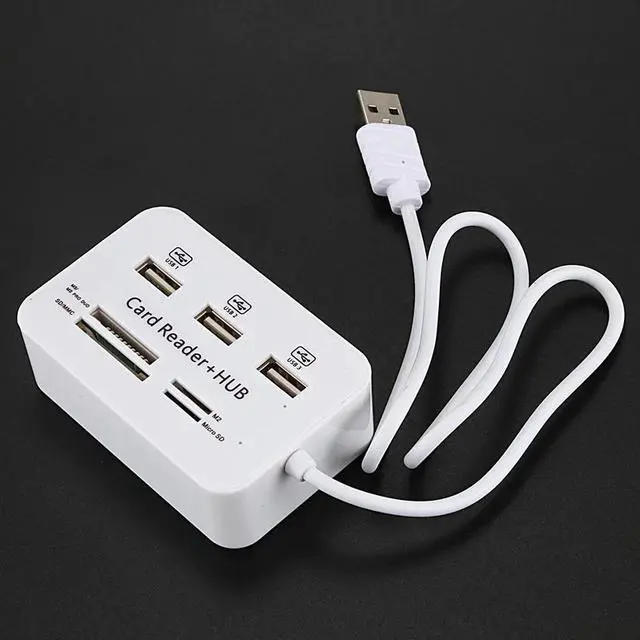 Alt view image 3 of 5 - 3 Ports USB 2.0 HUB Multi-card Reader for Sd/mmc/m2/ms Mp-all in One (White)