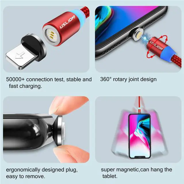 Alt view image 5 of 5 - Magnetic Charger Fast Charging Magnet USB Micro Cable 3A Type C Cable Type-C LED Nylon Braided For Iphone 7 XS XR