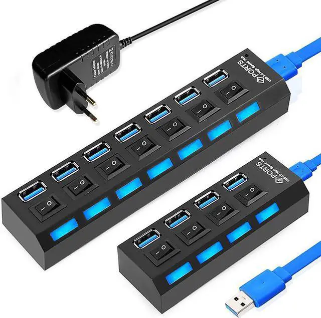 Main image of HUB 3.0 HUB  Splitter Multi  3.0 2.0 HUB 3 4/ 7 Port Multiport Hab PC Accessories with Power Adapter for Computer