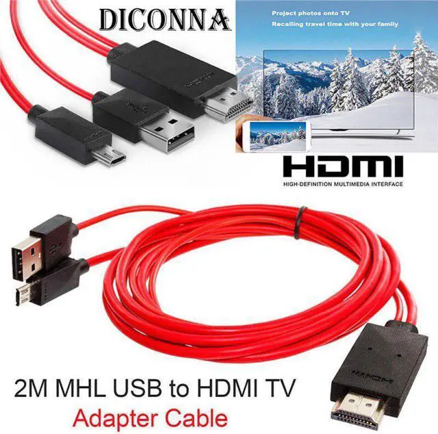 Alt view image 5 of 5 - 11 PIN for Android Phone HDMI Cable HDTV Adapter Digital TV USB Converter Micro USB to HDMI Projection connection Cable Adapter