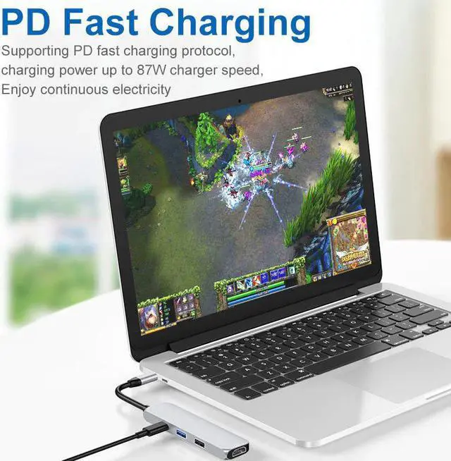 Alt view image 2 of 5 - C Dock  Hub 3.0 to HDMI 4K Type-C Adapter  Multiplier Hub 2.0  C Splitter PC Accessories For  Macbook Pro HUB