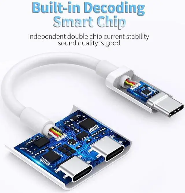 Alt view image 4 of 5 - Type C To 3.5mm Jack Earphone Audio Adapter Charger For 2in1 Charging Converter Cable for phone to 3.5