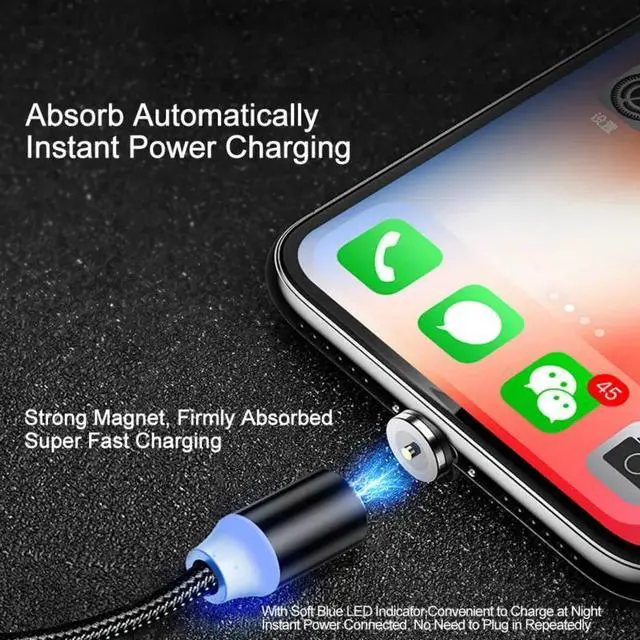 Alt view image 5 of 5 - Magnetic USB 3 in 1 Cable for iPhone Xs 8 & USB Type C Cable & Micro USB  Nylon Braided for    USB C