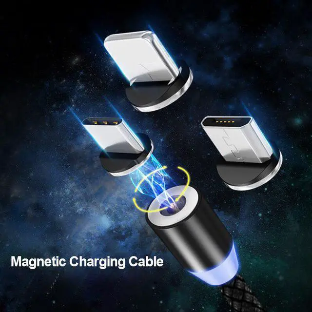 Alt view image 3 of 5 - 1M LED Magnetic USB Cable for iPhone Xs 6 & USB Type C Cable & Micro USB  Nylon Braided for    USB C