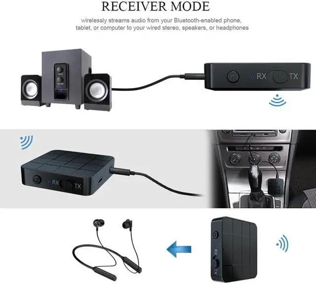 Alt view image 4 of 5 - V5.0 Bluetooth 5.0 Audio Transmitter Receiver 2 IN 1 RCA 3.5MM 3.5 AUX Jack USB Music Stereo Wireless Adapters For Car TV MP3 PC