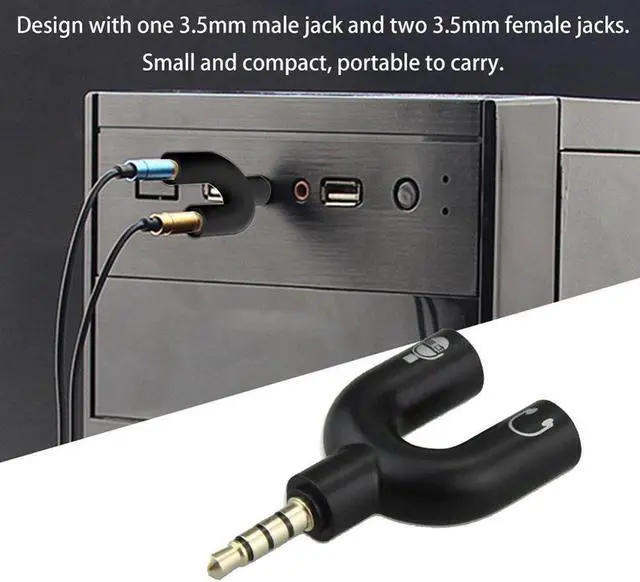 Alt view image 2 of 5 - 1PC U Type Adapter Dual 3.5 MM Headphone Plug Audio Cables Splitter Microphone 2 in 1 Swivel Connector Jack Plug Adapter