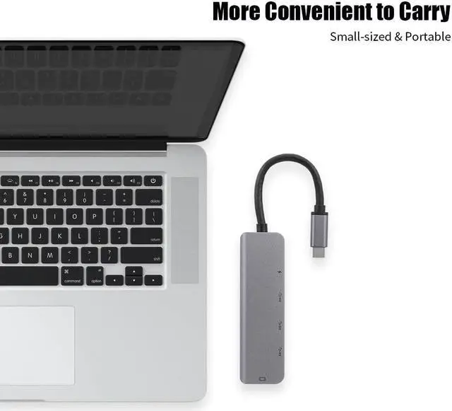 Alt view image 4 of 5 - 5-Port 5IN1 Type-C to PD USB*2 HDTV TypeC Adapter Multi-Function Converter 4K for Macbook HDTV Projector Plug & Play usb hubs
