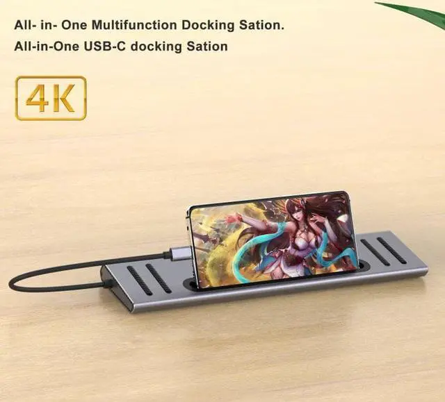 Alt view image 4 of 5 - 12-in-1 Docking Station USB C to  USB 3.0 Hub SD TF Dock Station for MacBook Dell   Type C Laptop Docking Station