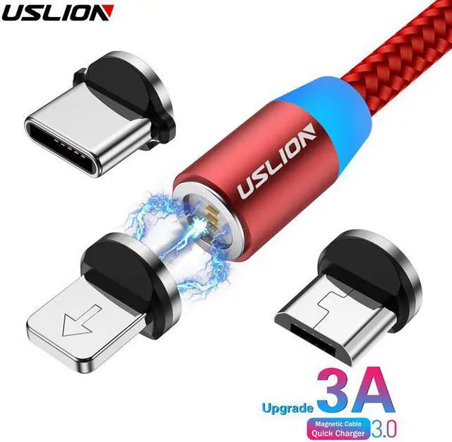 Main image of Magnetic Charger Fast Charging Magnet USB Micro Cable 3A Type C Cable Type-C LED Nylon Braided For Iphone 7 XS XR