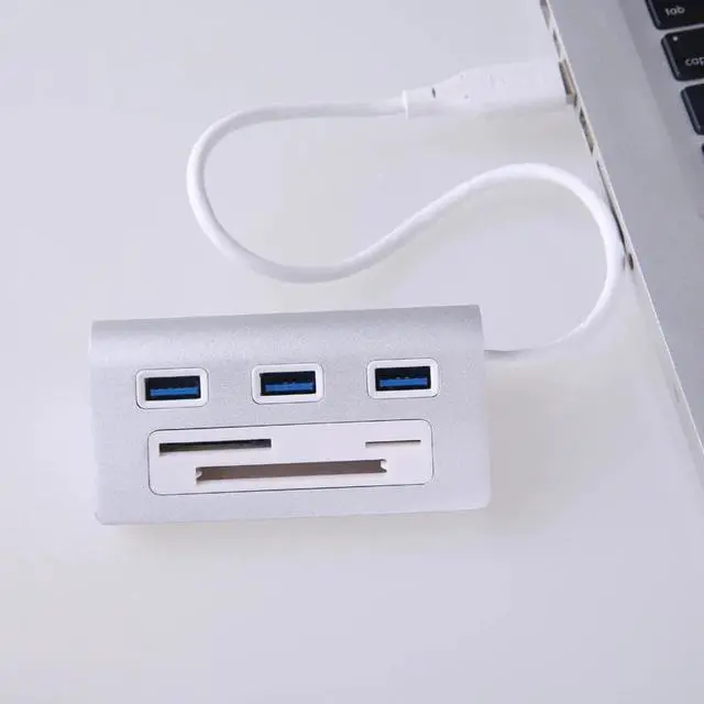 Alt view image 5 of 5 - HS0023 USB 3.0 HUB High Speed Aluminum  3.0 Card reader Hubs Power Interface TF SD CF Card Reader iMac PC for Macbook