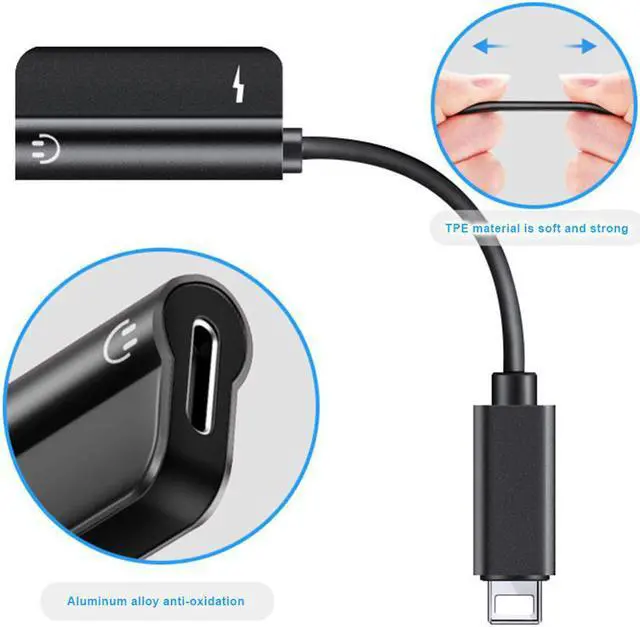 Alt view image 4 of 5 - Headphone Charging Dual Adapter Splitter For iPhone XR XS X 7 8 Plus For 3.5mm Jack to Earphone AUX Cable Connector