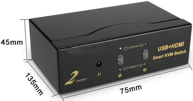 Alt view image 2 of 5 - 2-Port Kvm Smart Switcher 2 in 1 Out Remote Control Switch Usb Hd Computer Splitter